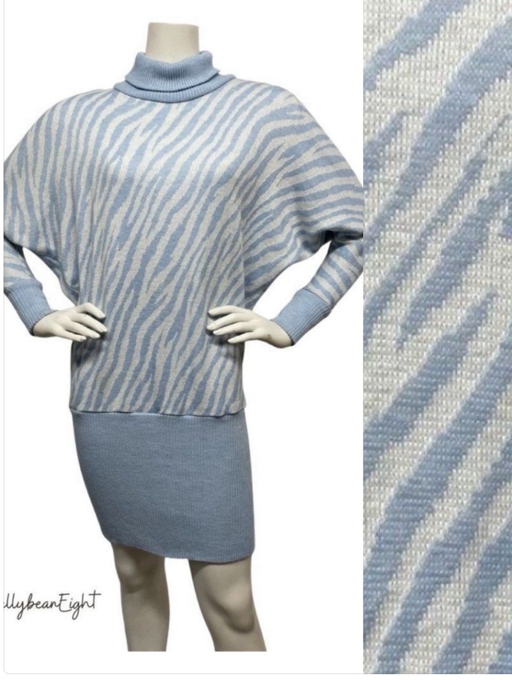 VINTAGE 80s Animal Tiger Print Sweater Dress XS S